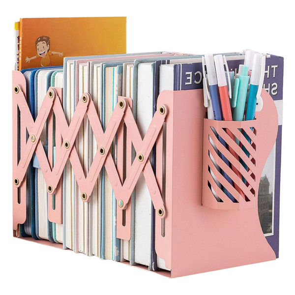 Imagen de Sujeta libro de metal extensible, con portalápices, en bolsa varios colores