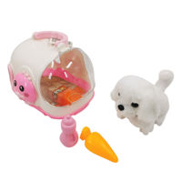 Imagen de Peluche mascota con movimiento, 2AA con valija transportadora y accesorios, 2 colores varios modelos