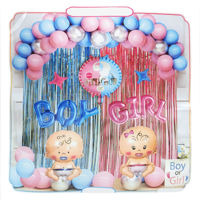 Imagen de Globos surtidos x50 con globos metalizados x7 y cortina rosada y celeste, en bolsa