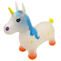 Imagen de Inflable saltarín unicornio transparente con luz y sonido, 1350g, varios colores