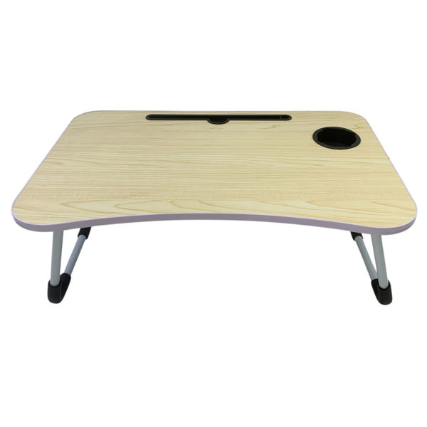 Imagen de Mesa bandeja escritorio plegable para laptops, símil madera con apoya vasos, varios colores