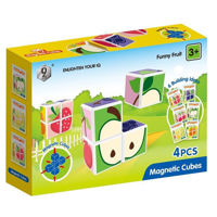 Imagen de Puzzle magnético, 4 piezas, cubos frutas, en caja