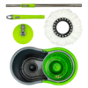 Imagen de Mopa de microfibra mango de acero inoxidable extensible + balde de plástico con centrifugadora de plástico, en bolsa ALKLIN