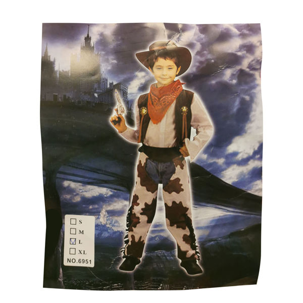 Imagen de Disfraz cowboy, poliéster, 3 piezas en bolsa