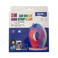 Imagen de Cinta tira de luces RGB led, 5m con control remoto, apta para exterior, neón con música, en caja