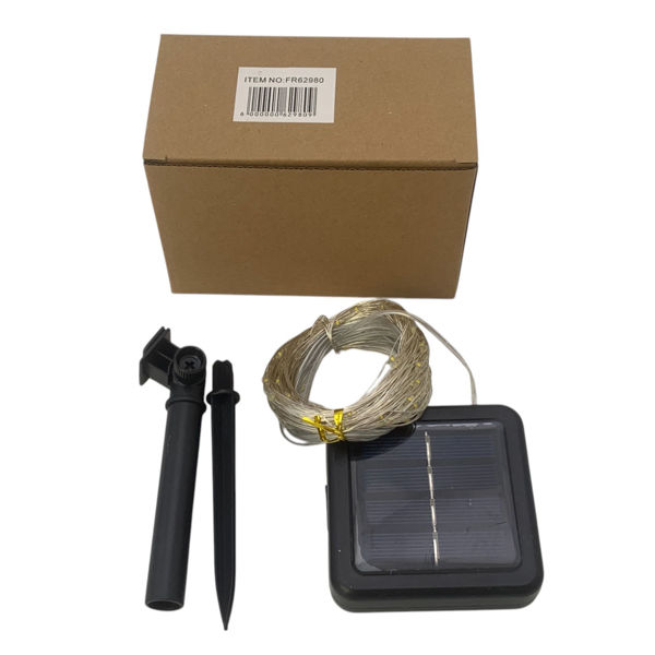 Imagen de Luces led x100 luciérnagas alambre con panel solar, 20m en caja