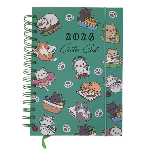 Imagen de Agenda diaria 2026, tapa dura con espiral y elástico, varios diseños