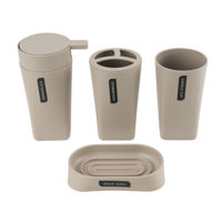 Imagen de Dispensador de jabón de plástico, con accesorios, 4 piezas, BEIGE, Berlina Home, en caja