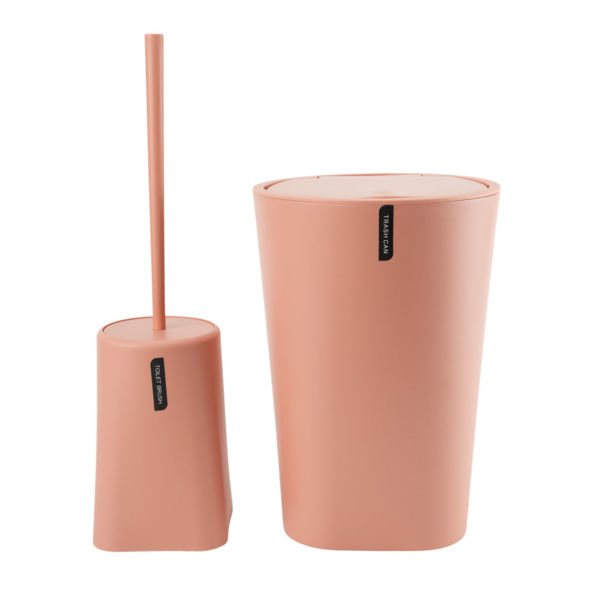 Imagen de Cepillo para WC con papelera, de plástico, SALMÓN, Berlina Home, en caja