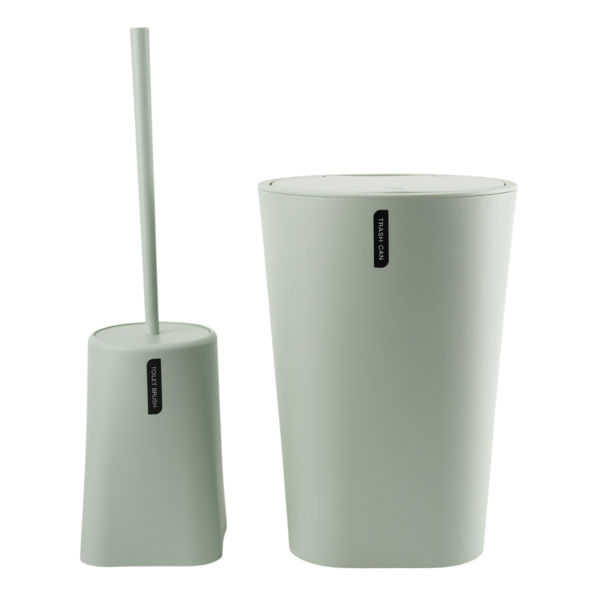 Imagen de Cepillo para WC con papelera, de plástico, VERDE CLARO, Berlina Home, en caja