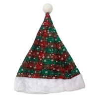 Imagen de Gorro navideño de tela, diseño cuadrillé