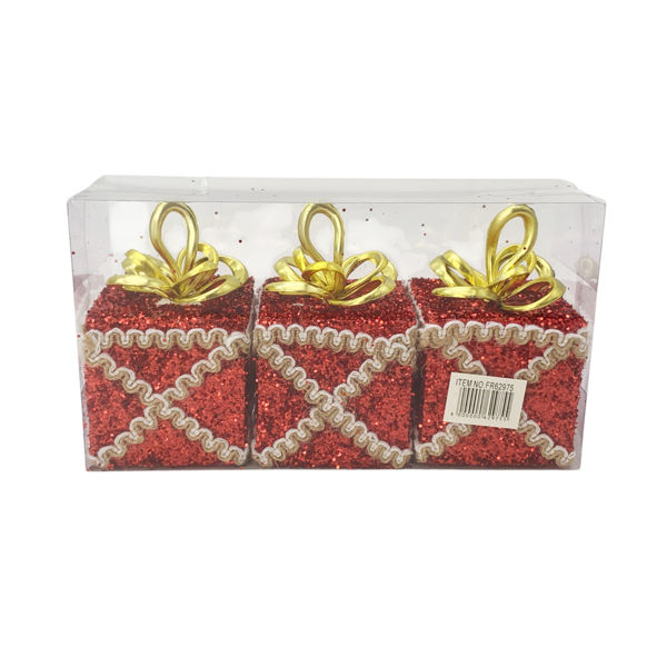 Imagen de Adorno navideño regalitos x3, en caja de mica
