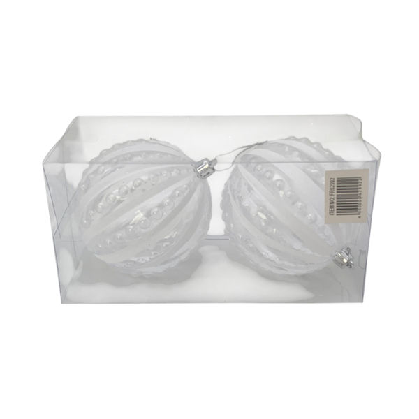 Imagen de Bolas navideñas x2 10cm, transparentes con diseño, en caja