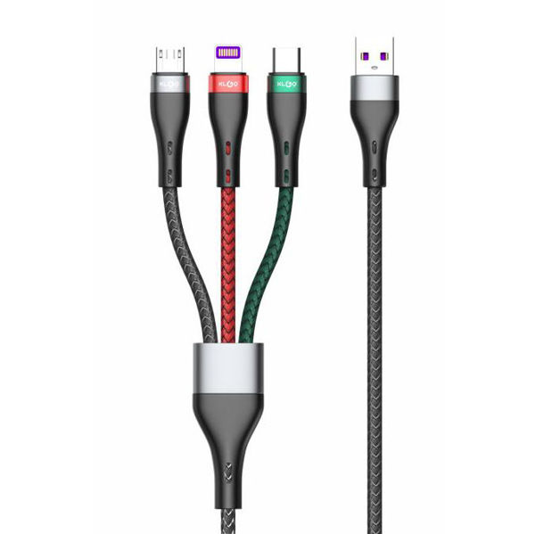 Imagen de Cable múltiple 3en1, micro USB, USB-C y USB-Ligthning, KLGO en caja