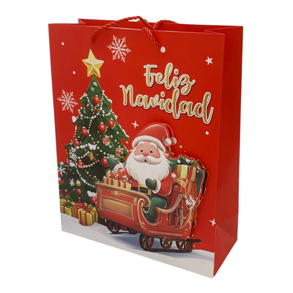 Imagen de Bolsa de regalo de papel diseño navideño 3D surtidos, PACK x12