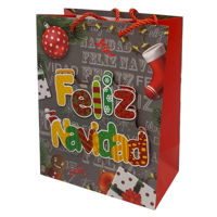 Imagen de Bolsa de regalo de papel diseño navideño 3D surtidos, PACK x12