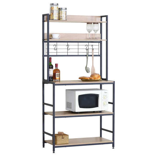 Imagen de Mueble organizador de hierro y MDF, 5 estantes con ganchera, en caja Berlina Home