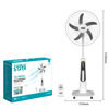 Imagen de Ventilador WINNING STAR 18", inalámbrico con control remoto, luz led, puerto USB para carga externa, corriente alterna y recargable, 4 velocidades, 5 aspas de plástico, 35W, bartería 12v, con ruedas, en caja