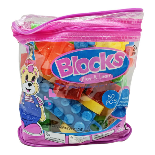 Imagen de Bloques de plástico, 50 piezas grandes, en bolsa de PVC