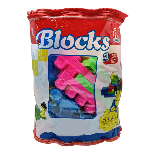 Imagen de Bloques de plástico, 115 piezas grandes, en bolsa con cierre