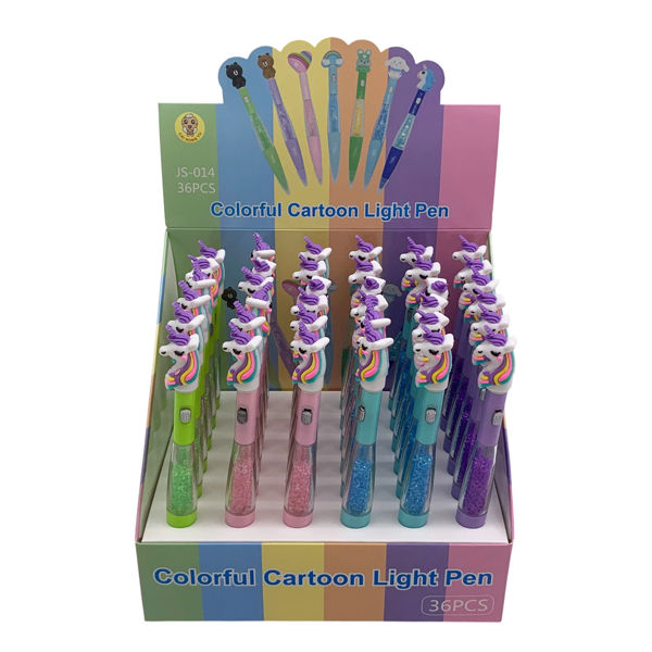 Imagen de Lapicera tinta, con luz unicornios, CAJA X36