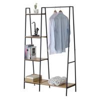 Imagen de Mueble perchero con estantería lateral de hierro y MDF, en caja Berlina Home