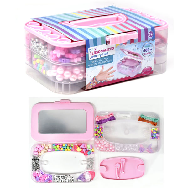 Imagen de Cuentas para armar pulseras y collares, 400 piezas, en valija de plástico