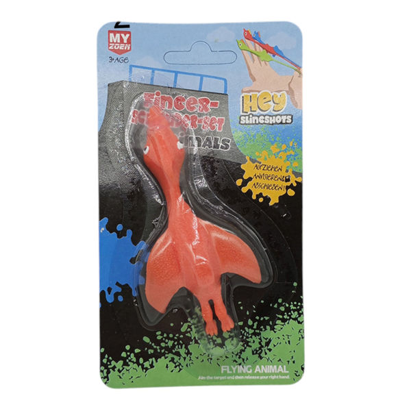 Imagen de Dinosaurio de goma, para dedo, proyectil extensible, en blister, varios colores