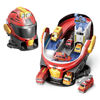 Imagen de Pista de autos con lanzador, casco rojo con 2 autos, con luz y sonido en caja