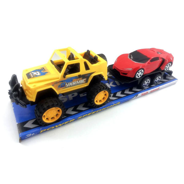 Imagen de Camioneta a fricción, trailer con auto, en burbuja