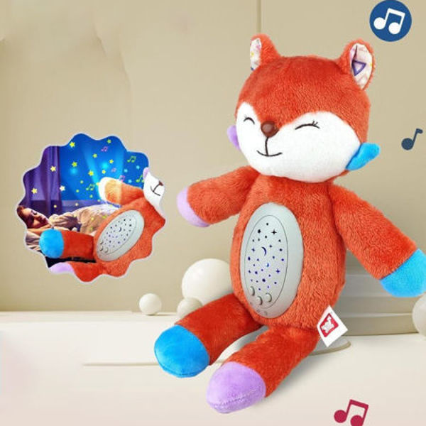 Imagen de Dormidera peluche zorro, con proyector de luz y música, 3AAA, en bolsa
