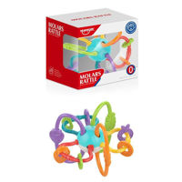 Imagen de Sonajero de plástico esfera, con mordedor molar de silicona, aros, múltiples actividades sensoriales, HUANGER, en caja