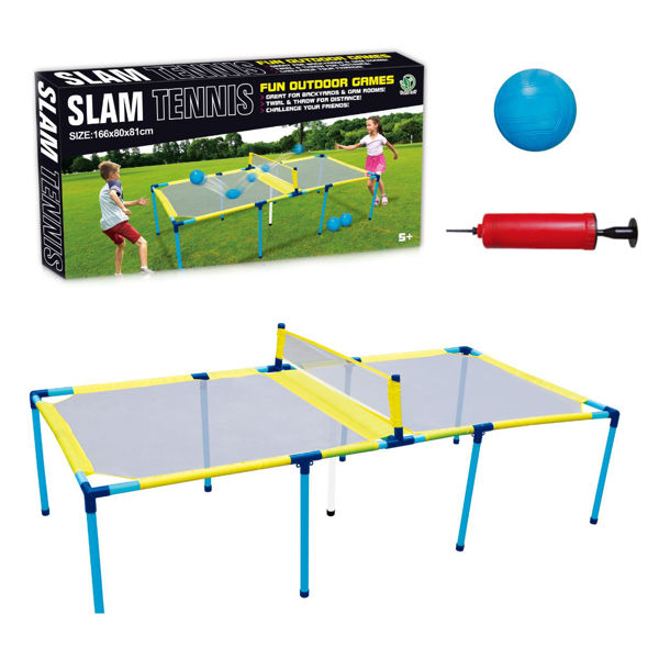 Imagen de Mesa de tenis de mano, encastrable de plástico con inflador y 2 pelotas, en caja
