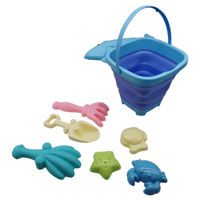Imagen de Juego de playa, balde de silicona plegable, 7 piezas, en red varios colores