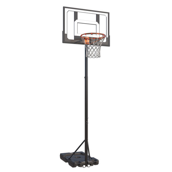 Imagen de Tablero de basket de pie, de acrílico, altura regulable, 108 a 210cm, aro metal 38cm, en caja