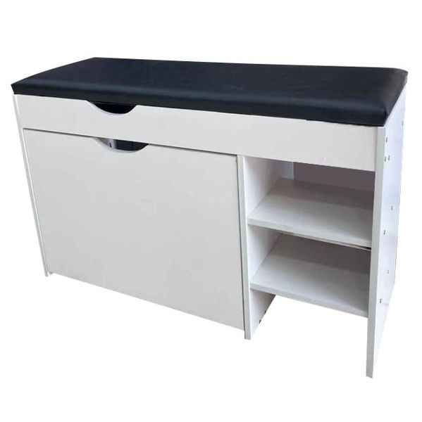 Imagen de Zapatera de MDF, con banco, estantes y organizador en caja