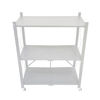 Imagen de Mueble estantería de metal plegable con ruedas, 3 estantes BLANCO en caja
