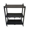 Imagen de Mueble estantería de metal plegable con ruedas, 3 estantes NEGRO, en caja