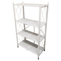 Imagen de Mueble estantería de metal plegable con ruedas, 4 estantes BLANCO, en caja