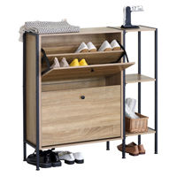 Imagen de Mueble organizador zapatera de vaivén de hierro y MDF, con estantería lateral, en caja Berlina Home