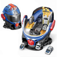 Imagen de Pista de autos con lanzador, casco azul con 4 autos, con luz y sonido en caja