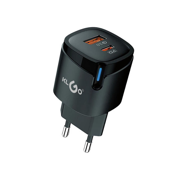 Imagen de Cargador con entrada USB-C y USB-A, 30W, KLGO, en caja
