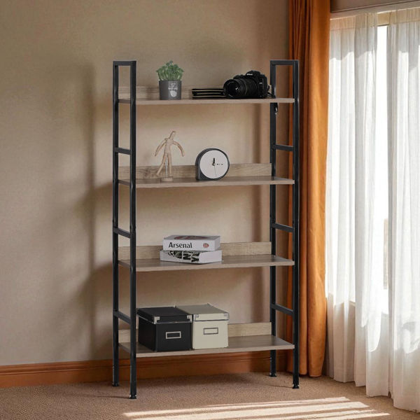Imagen de Mueble estantería de hierro y MDF, 4 estantes, en caja, Berlina Home