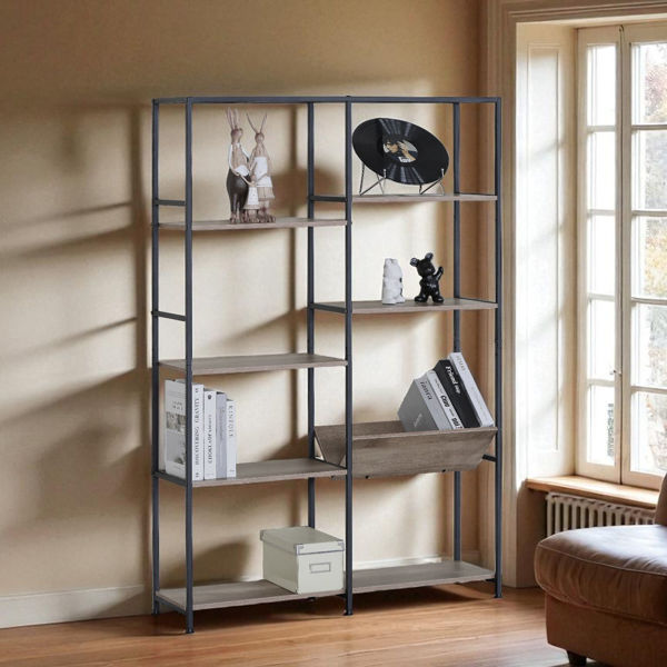 Imagen de Mueble estantería de hierro y MDF, 8 estantes, en caja, Berlina Home