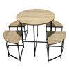 Imagen de Mesa redonda de hierro y MDF con 4 bancos, BEIGE, en caja Berlina Home