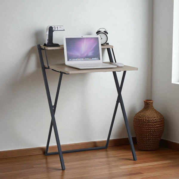 Imagen de Escritorio plegable de hierro y MDF con estante, en caja Berlina Home