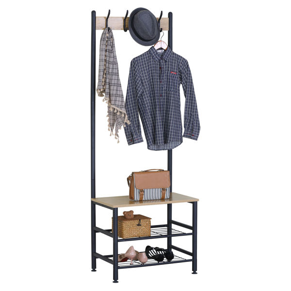 Imagen de Mueble perchero de hierro y MDF despojador, con zapatera, en caja Berlina Home