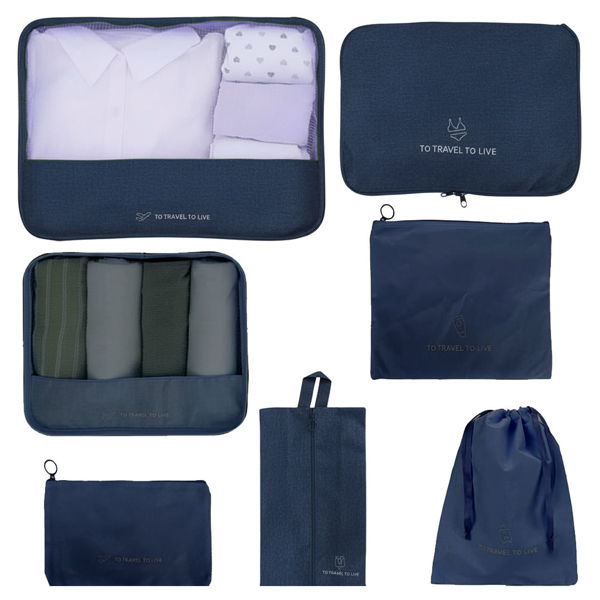 Imagen de Neceser para viaje de tela, 7 organizadores distintos, Berlina Travel AZUL