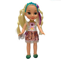 Imagen de Muñeca cuerpo de plástico cara de goma, accesorios para el pelo, con luz y sonido, 3AA, en caja