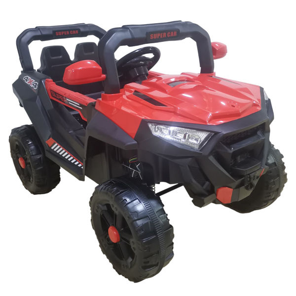 Imagen de Jeep a batería, con control remoto, con luz y sonido, 2 velocidades, 2 baterías de 6V c/u, en caja, varios colores